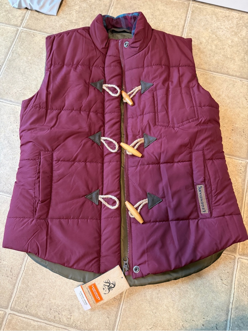 Legendary Whitetails Burgundy Quilted Toggle Vest